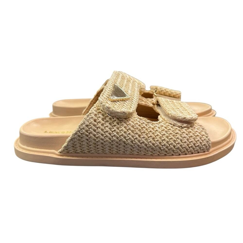 Lemonade Toscany Chic Raffia Slide Sandals Size 8 - Picture 4 of 9